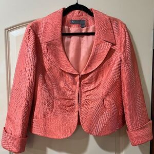 M SIAMO 100% Silk Button Up Blazer Coral Women’s Size 12